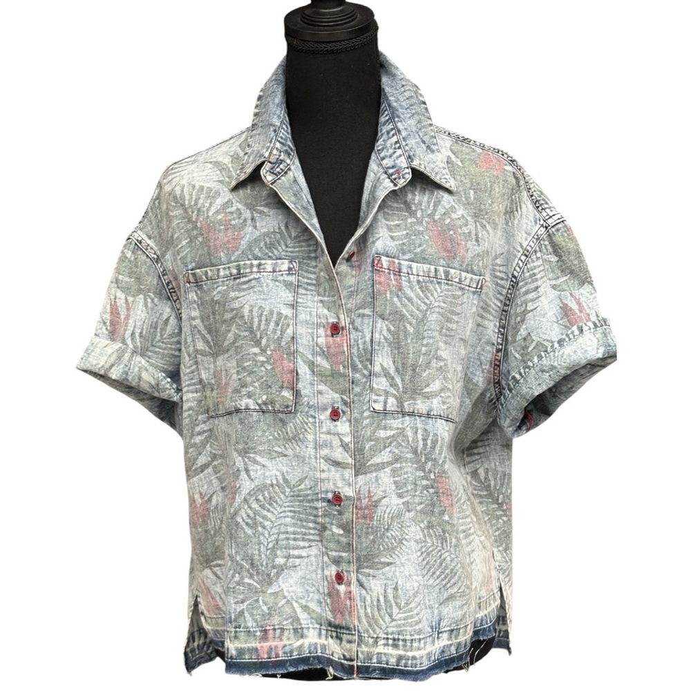 True Religion Blue and Red Button Down Shirt